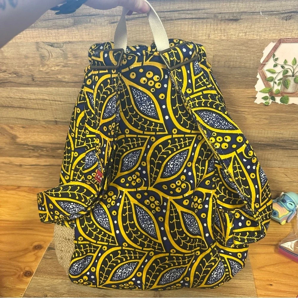 Taaluma Travel the world backpack Ivory Coast burlap African textile